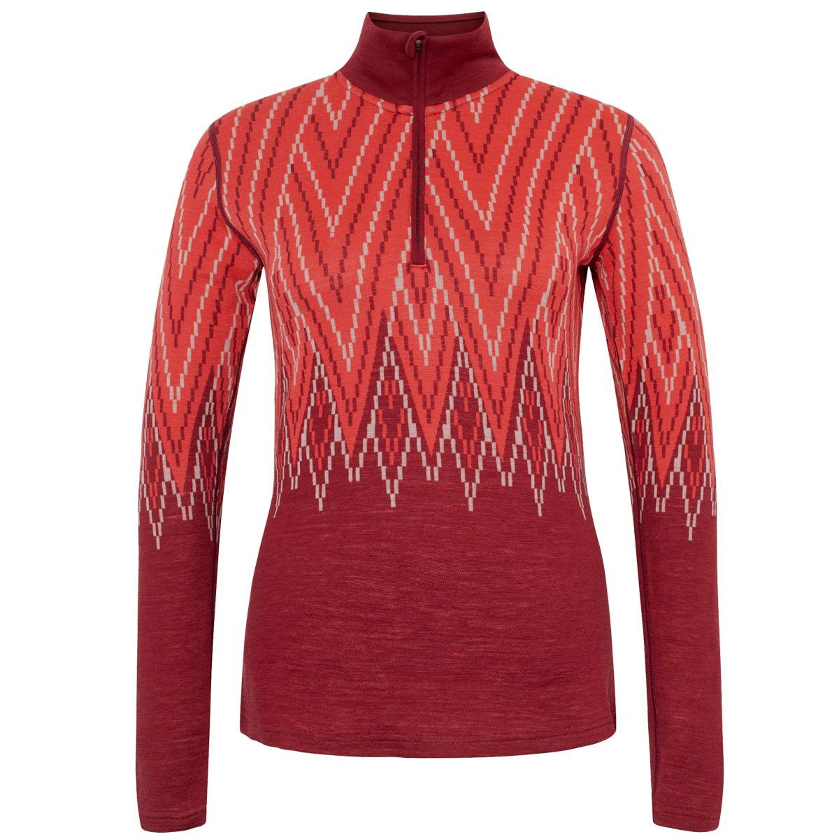 Kari Traa Juliane Merinould Halfzip Skiundertrøje Dame, rouge